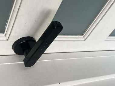 Close-up of smart lock keypad