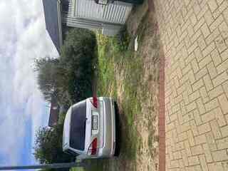 Parking area on grass beside gate